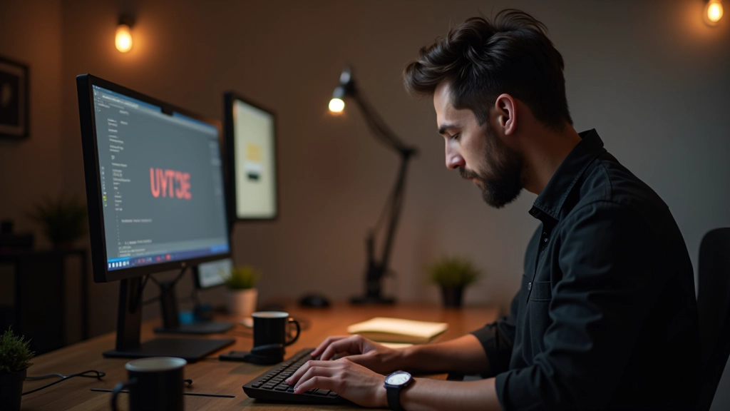 Designer che lavora su animazione in After Effects, schermo che mostra composizione colorata con curve di easing e timeline di keyframe