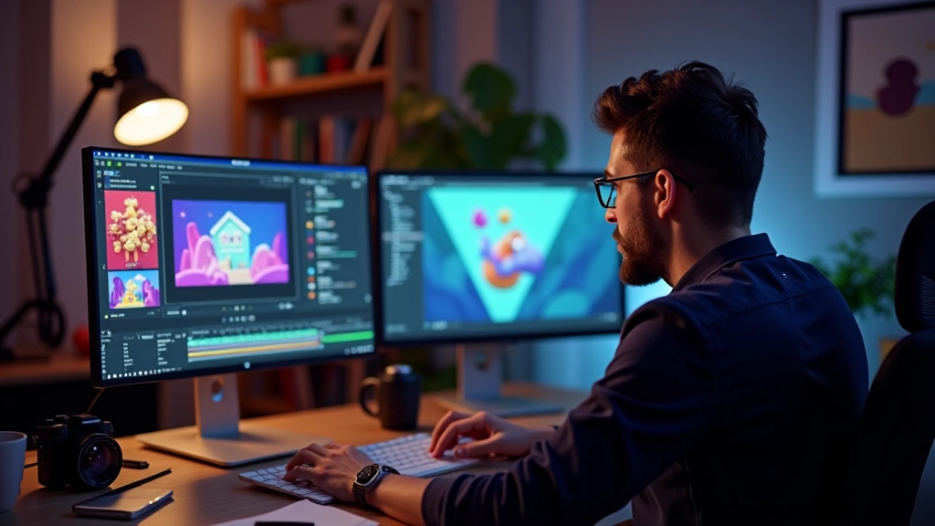 Studio di motion design con postazioni di lavoro professionali